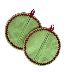 Pegador de Panela/ Caçarola térmico - 2 pçs - Verde e Vermelho