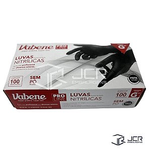 Luvas Nitrílicas Sem Pó Preta TAM G com 100 Unidades Vabene