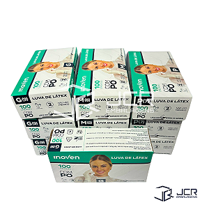 Luvas Látex Com Pó Branca TAM P M G com 100 Unidades Inoven
