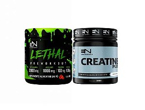 Combo Pré Treino LETHAL 300gr Morango + Creatina 3000Gr 100% Pura Empire