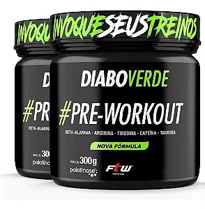 Combo 2x Pre Treino 300gr  Diabo Verde Concentrado FTW  Frutas Amarelas maça verde