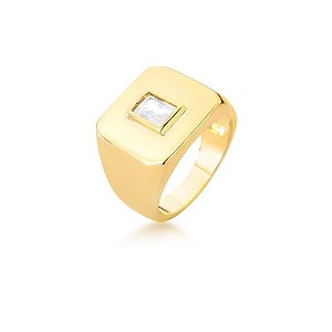 Anel Quadrado Liso Cristal Retangular