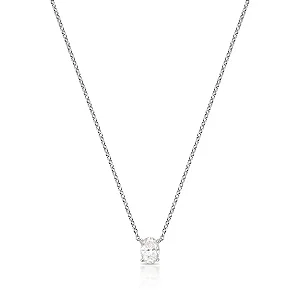 Colar com pedra Oval Moissanite 7.5mm Prata Rodinada