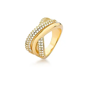 Anel Trançado Cravejado Zircônias