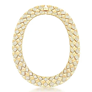 Colar Duas Fileiras em Losangos Cravejados Zircônias