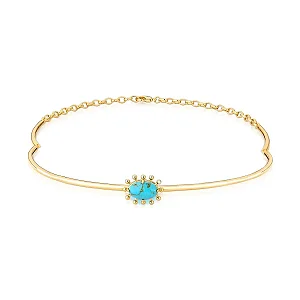 Gargantilha Aro com Pedra Turquesa