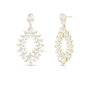 Brinco Pendulo de Gotas Pérola Shell