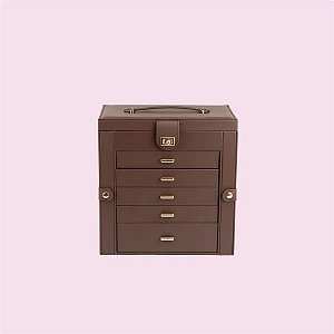 Porta-Joias Exclusive Premium 5 Bandejas Marrom
