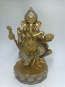 Ganesha Dourado Dançando 20cm
