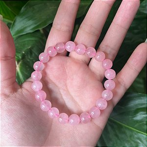 Pulseira Pedra Quartzo Rosa 8mm - Amor Incondicional, cura interior e paz