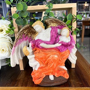 Anjo da Guarda com Crianças 16cm