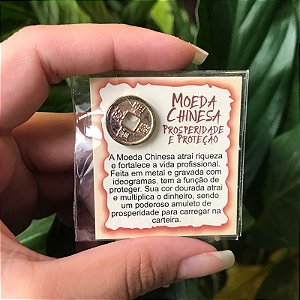 Mini Talismã da Sorte Moeda Chinesa (prosperidade e proteção)