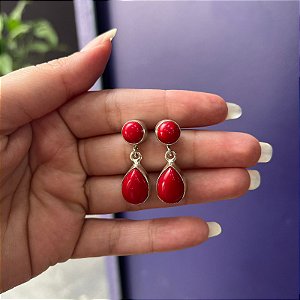 Brinco Coral Vermelho Alpaca