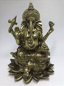 Estatueta Ganesha na Flor de Lótus