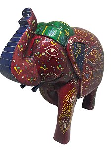 Elefante Madeira de Bali Colorido