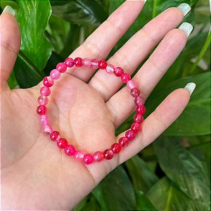 Pulseira Pedra Ágata Rosa 6mm - Harmoniza Corpo e Mente