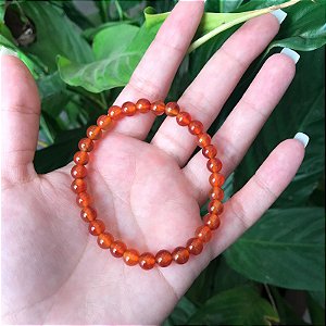 Pulseira Pedra Ágata de Fogo 6mm - Força, vitalidade e Autoconfiança