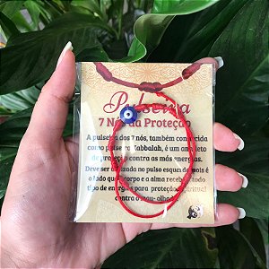 Pulseira Kabbalah 7 Nós da Proteção com Olho Grego