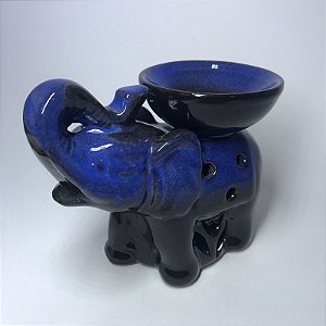Rechaud Elefante em Cerâmica - Azul e Preto