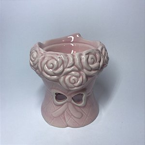 Rechaud Buquê de Flores em Cerâmica - Rosa