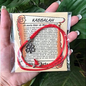 Pulseira Kabbalah Com Pingente Trevo 4 Folhas - Proteção e Sorte