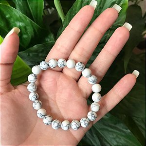 Pulseira Pedra Howlita 8mm - Serenidade, calma e paz