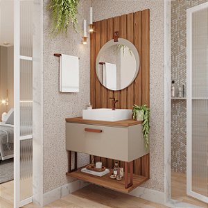 ARMÁRIO DUNA + ESPELHEIRA LUA + PAINEL RIPADO