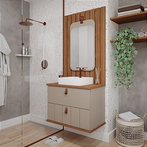 ARMÁRIO MILANO + ESPELHEIRA MONET + PAINEL RIPADO