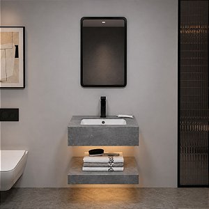 Kit Gabinete de Banheiro em Porcelanato com Espelho 04502