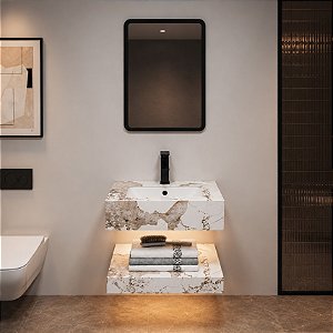 Kit Gabinete de Banheiro em Porcelanato com Espelho 04505