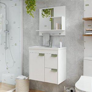 Armário Kit Tulipa 59cm Branco com Espelheira MGM