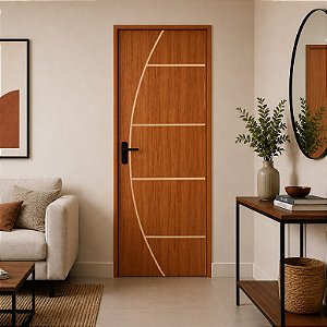 Porta CLM Madeira Frisada 1 Mogno 70cm Direita