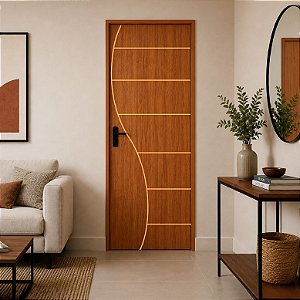 Porta CLM Madeira Frisada 2 Mogno 60cm Direita