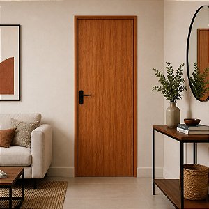 Porta CLM Madeira Lisa Mogno 80cm Direita