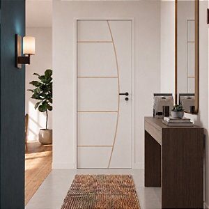 Porta CLM Madeira Frisada 1 Branca 60cm Esquerda