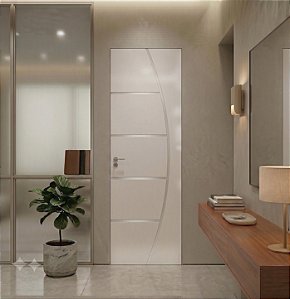 Porta Brilhante Madeira Branca R04 80cm Direita