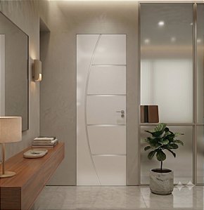 Porta Brilhante Madeira Branca R04 80cm Esquerda