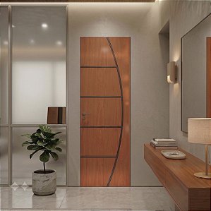 Porta Brilhante Madeira Mogno R02 80cm Direita