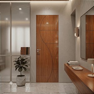 Porta Brilhante Madeira Mogno R04 80cm Direita