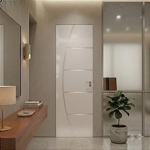 Porta Brilhante Madeira Branca R04 60cm Esquerda