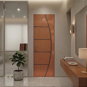 Porta Brilhante Madeira Mogno R02 60cm Direita