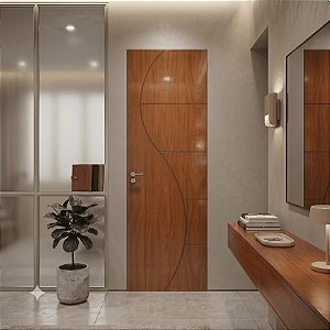 Porta Brilhante Madeira Mogno R04 60cm Direita