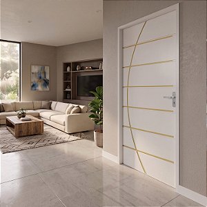 Porta MGM Madeira Branca Neblina 70cm Esquerda