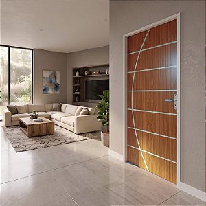 Porta MGM Madeira Mogno Neblina 60cm Esquerda