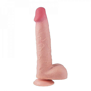 PÊNIS SUPER REALÍSTICO DUPLA CAMADA VENTOSA REMOVÍVEL 24,5X4,5CM