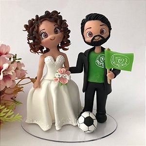 Noivinhos para Topo de Bolo com Moto 9cm para Casamento