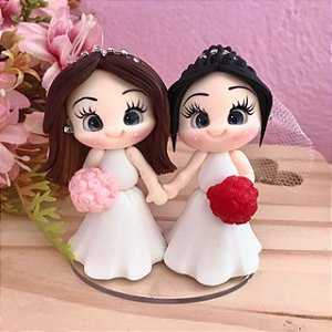 Noivinhos Lgbt de Biscuit para Casamento Topo de Bolo  - Wedding Topper Custom