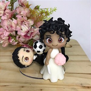 Casal de Noivos para Topo de Bolo para Casamento Bola de Futebol - Wedding Topper Custom