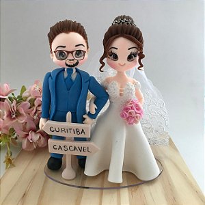 Topo de Bolo Casamento Placas de viagem 15cm