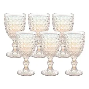 Jogo 6 Taça de Vidro Furta Cor Roman Rainbow para Água Transparente 345ml